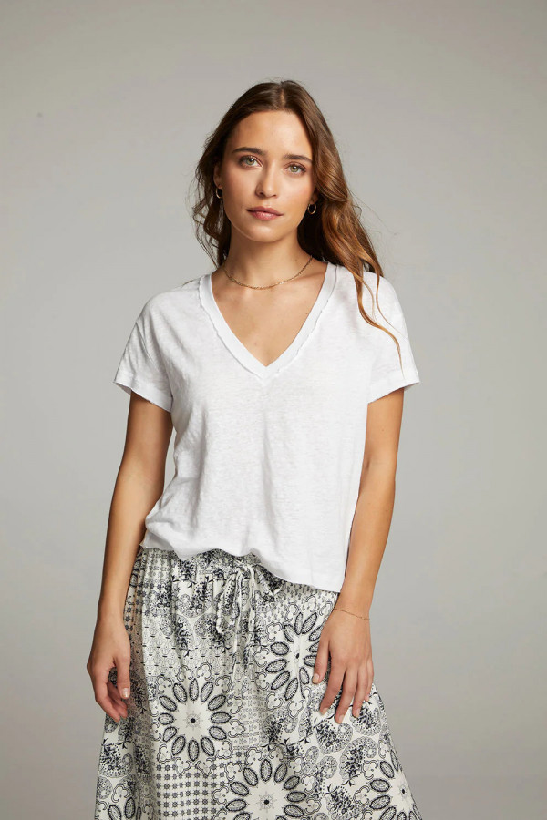 Satén V-Neck Tee