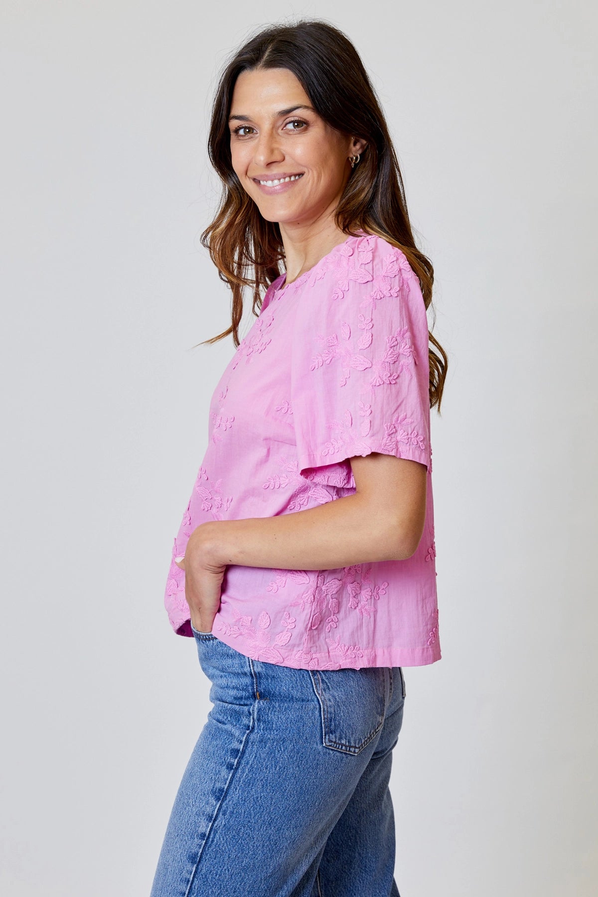 Nebula Glow Flower Applique Top