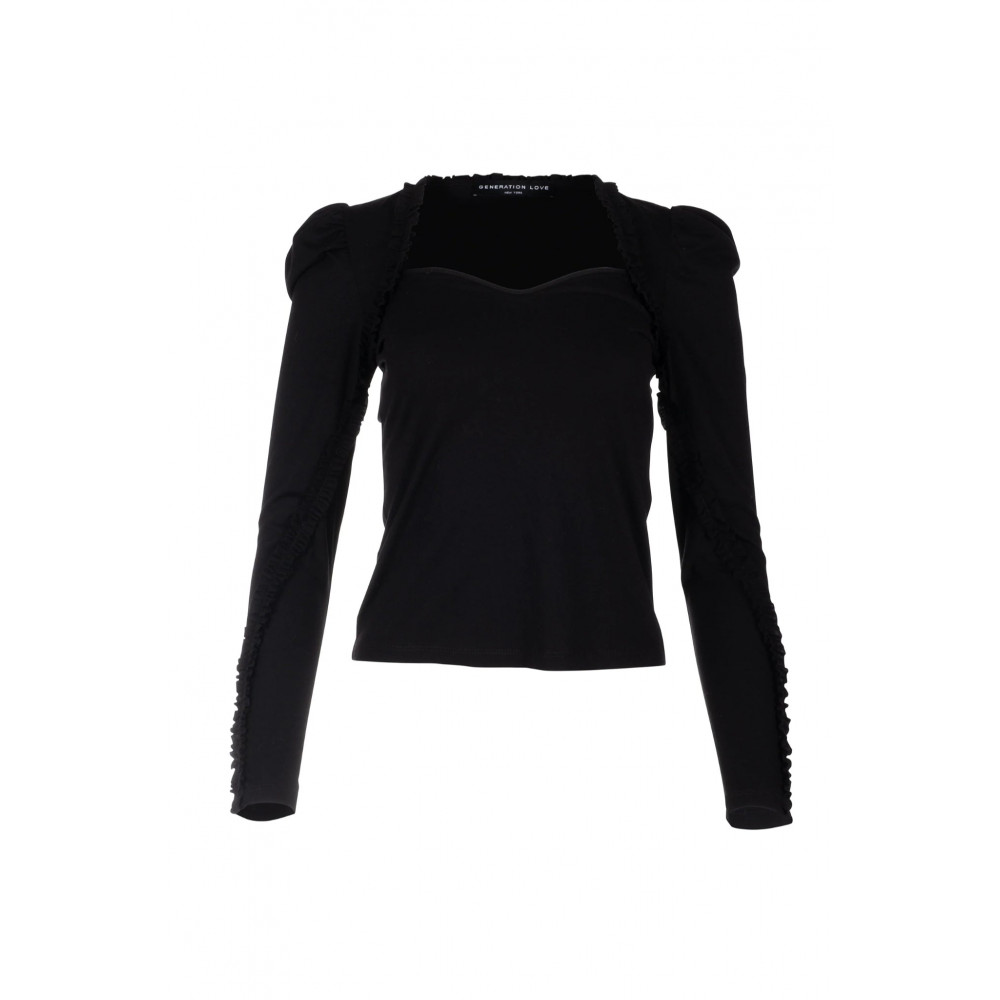 Moda Lumina Ruffle Trim Top