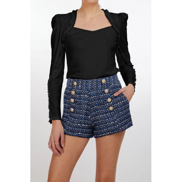 Moda Lumina Ruffle Trim Top