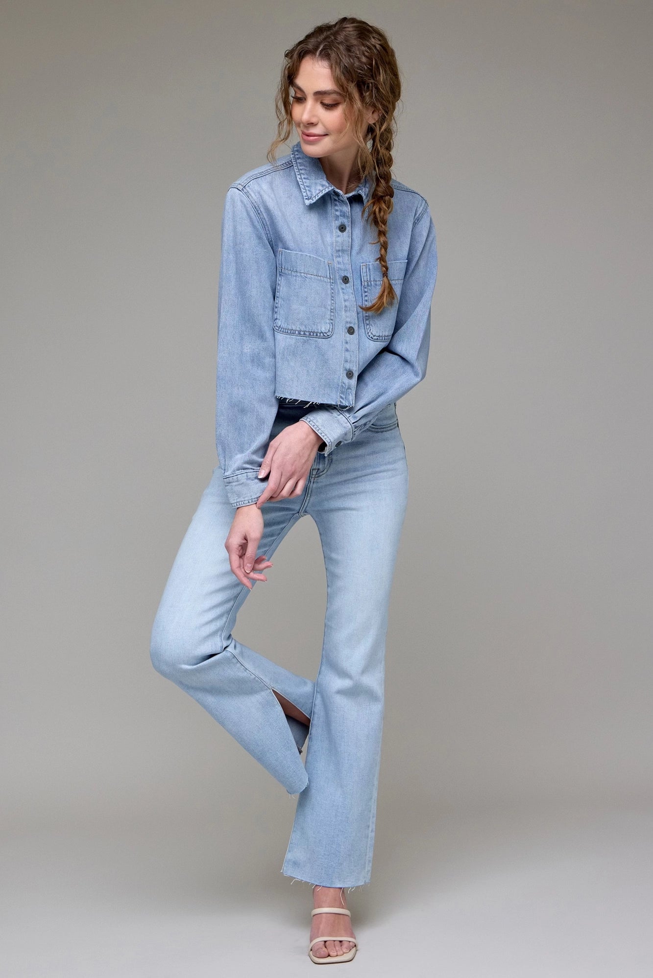 Acqua Soft Denim Crop Shirt