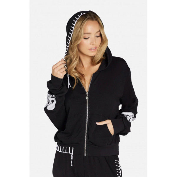 Delicada Skull Heart Zip Hood