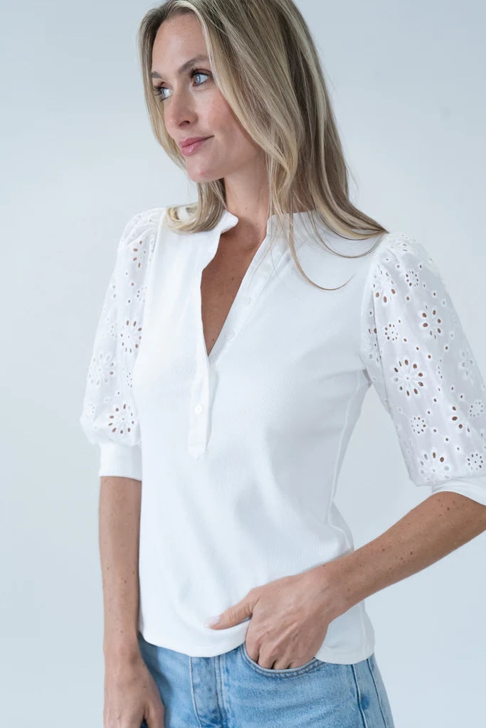 Astre Sleeve Knit Henley